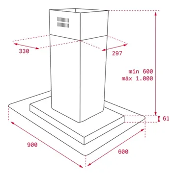 CAMPANA TEKA DG3 985 ISLA CON ALA DE CRISTAL EN 90 CM GRIS