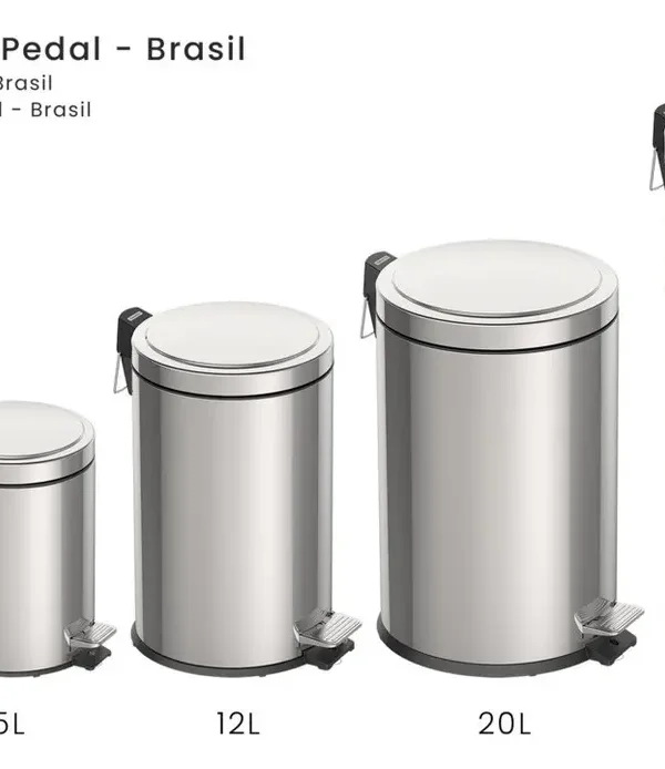 BASURERO CON PEDAL TRAMONTINA DE ACERO INOXIDABLE 3L PULIDO PLATEADO