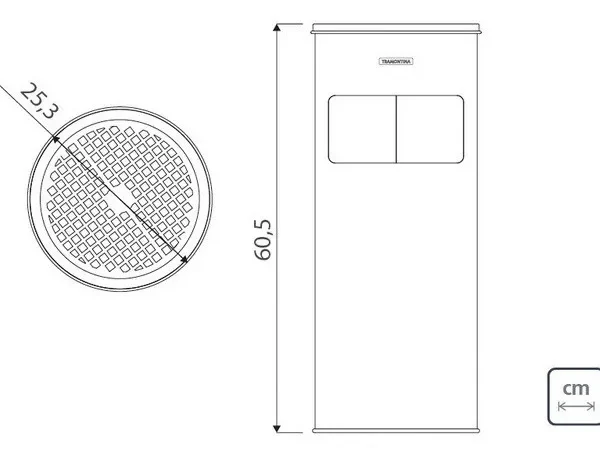 Basurero Y Cenicero Tramontina Inox 25,3 X 60,5 Cm Gris